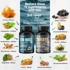 Shilajit, Ginseng, Ashwagandha, Rhodiola Rosea, Turmeric, Gingko