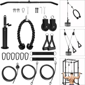 Home Gym LAT Pulley System: 3 Handles